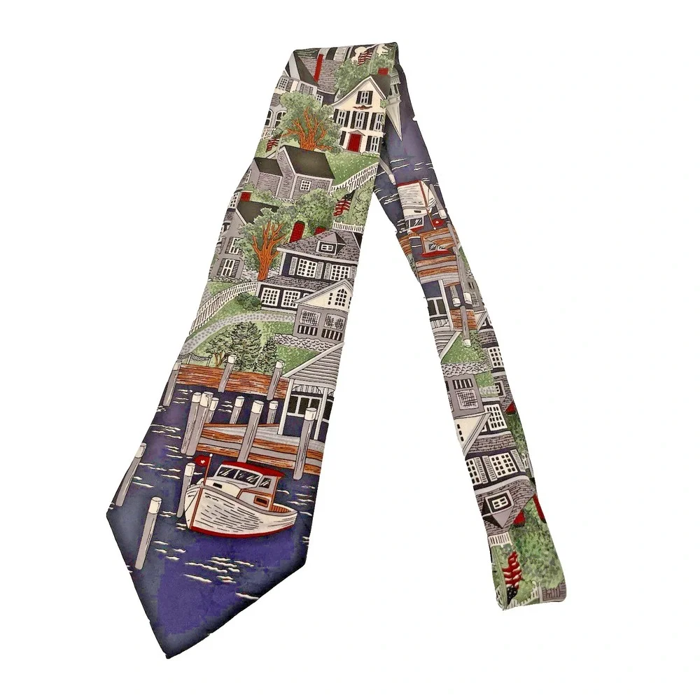 Van Heusen Men's Necktie Tie Silk American Series New England Village Made USA